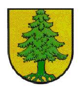 Wappenoriginal der Stadt Tann - grüne Tanne auf goldenem Grund