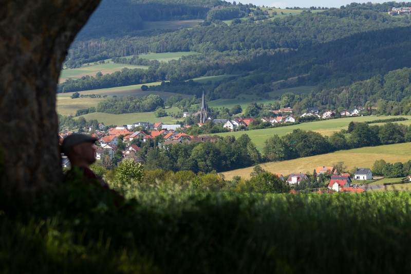 Tann - Idylle am "Kugelbaum" bei Lahrbach, Blick in das Tal Richtung Kernstadt